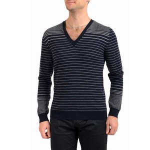 Men's Multi-Color 100% Wool Cotton Striped V-Neck Pullover Sweater <b>Cardigan</b> Wholesale Price Long Sleeve Winter Wear Breathable - Product Image 6