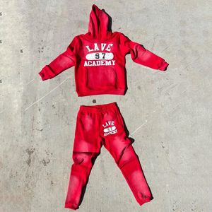 Ensemble de jogging en coton délavé à l'acide, 2 pièces, survêtement brodé avec sweat à capuche et pantalon de survêtement, ensemble de jogging cargo évasé d'hiver - Product Image 5