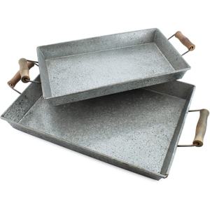 Elegant Galvanized Metal Serving <b>Tray</b> Durable and Stylish for Serving <b>Drinks</b> Snacks or As Decor - Product Image 6