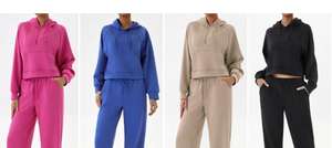 Pull épais de haute qualité poids lourd confortable coupe décontractée surdimensionné Stretch côtelé poignets sweat à capuche pour femme - Product Image 5