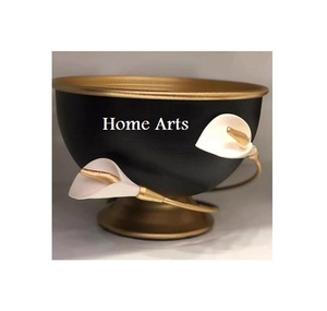 Bol de service pour collations en acier inoxydable avec base design Leaf Bol décoratif de qualité de luxe pour les fêtes de mariage - Product Image 6