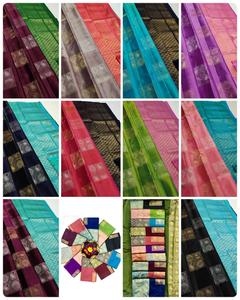 Sari de seda suave Banarasi indio con Zari tejido hermosa blusa piezas traje de desgaste tradicional precio al por mayor - Product Image 2