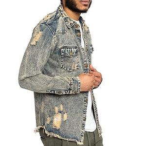100% coton Denim vestes hommes décontracté couleur unie poche mince veste Style haute qualité vêtements Denim veste pour homme - Product Image 4