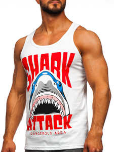 Camiseta sin Mangas de Tirantes para Hombre, de Alta Calidad, Personalizada, de Moda, de Poliéster/Algodón, Tejida, Bordada, Blanca, para Gimnasio - Product Image 3