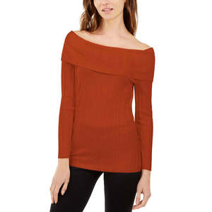 Maglione da Donna con Spalle Scoperte a Costine INC International Concepts, Rosso, Taglia S, per la Stagione Autunnale - Product Image 1