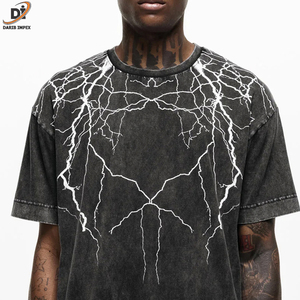 Camisetas lavadas con ácido de alta calidad lisas de diseñador con logotipo personalizado camiseta lavada con ácido vintage desgastada en blanco al por mayor - Product Image 3