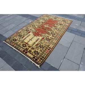 Hecho a mano clásico marrón Beige 4,2x6,9 pies alfombra turca patrón de pasillo Rectangular para sala de estar dormitorio cabecera para adolescentes hecho de piel - Product Image 3