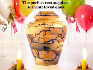 Urne funéraire personnalisée en bois de manguier Boîte commémorative d'art fractal faite à la main Urne funéraire décorative pour cendres - Product Image 2