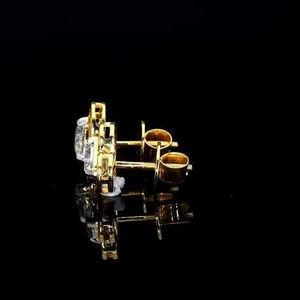 Pendientes redondos de piedra principal de oro amarillo de joyería fina para la fabricación de productos de niñas - Product Image 6