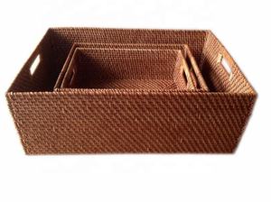 TIMELESS CRAFT High Quality Natural Rattan Eco-Friendly Modern Multi-Purpose Storage <b>Basket</b> <b>Handle</b> for Home Storage Organization - Product Image 2