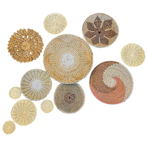 Vietnam personnalisé jonc de mer tenture murale décor panier Boho mur Art osier rond cintre plaque murale ensemble de 16 pièces avec de nombreuses tailles - Product Image 3
