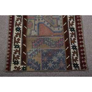 Turkish Rug, 2,3x5,5 ft Small Rug, <b>Brown</b> Red <b>Wool</b> Rug - Product Image 5