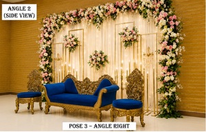 Conjunto de Sofás de Terciopelo Azul de Primera Calidad para Decoración de Escenarios Walima, Estilo Maharaja, Conjunto de Asientos para Recepción de Novios, Sofá Italiano con Sillas - Product Image 3