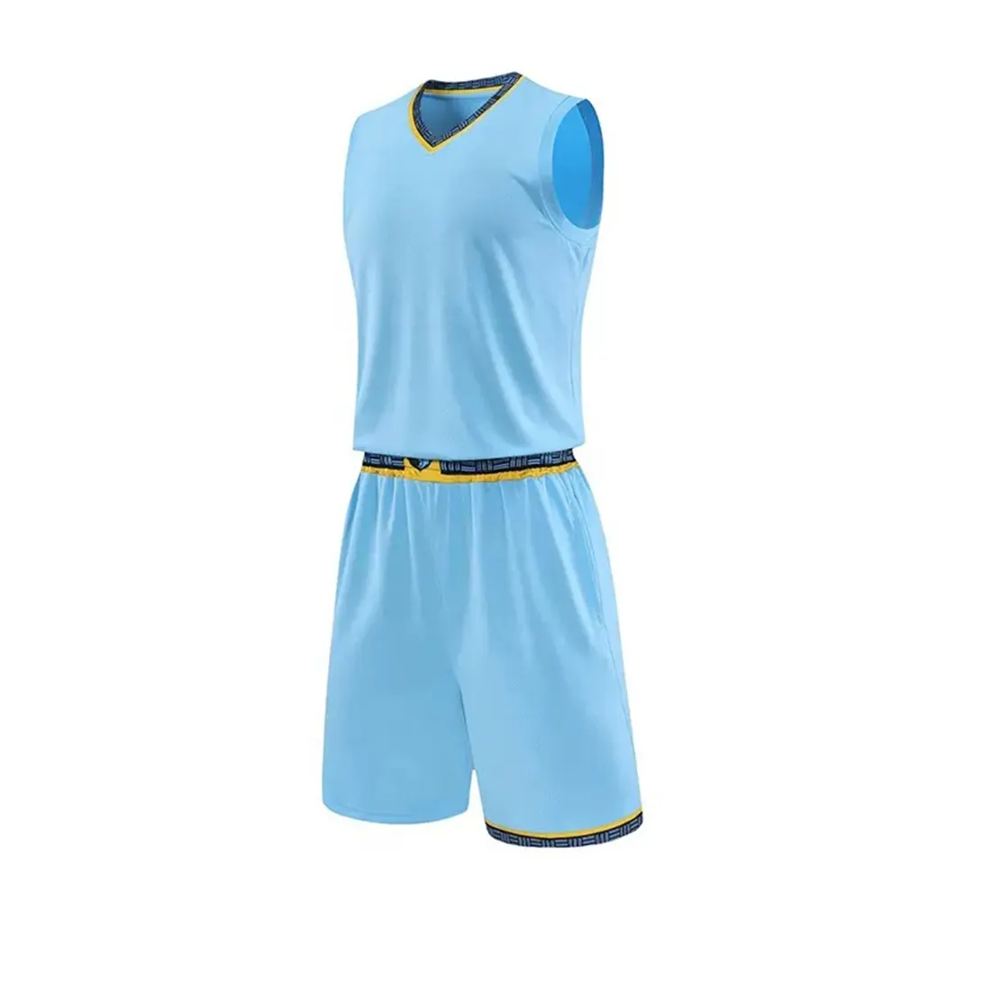 Rahat kolsuz erkekler basketbol üniforması Set kolaj eğitimi ve açık spor basketbol üniforması