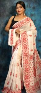 Exclusivo Sari Tejido a Mano con Tela KHADI Ecológica y Vestido de Novia Ligero con BP para Mujer - Product Image 6