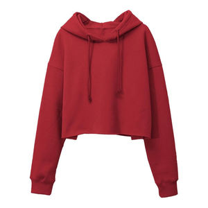 Sudadera con capucha recortada de color sólido personalizada, sudadera informal holgada con capucha con cordón para unisex - Product Image 1