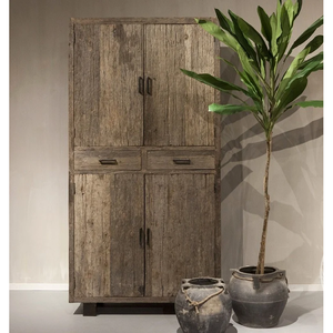 Meuble de rangement fermé robuste en bois massif, style rustique traditionnel, pour bar à domicile, salle de sport, salon, villa, hôpital, entrée - Product Image 1