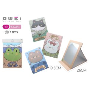 Lindo espejo de maquillaje rectangular con diseño plegable vertical Tamaño 26,1*19,6 y patrón lindo - Product Image 1