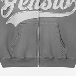 Vente en gros de sweat à capuche oversize d'automne brodé numérique 100% coton haut Streetwear épaule tombante strass jeunesse - Product Image 5