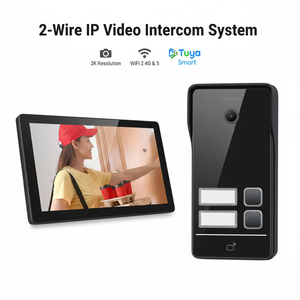 Système d'interphone vidéo Hiwink Smart <span class=keywords><strong>Home</strong></span> 2.5D en verre, 2 fils, contrôle à distance par application, étanche, prend en charge 4 caméras extérieures et 8 moniteurs - Product Image 1