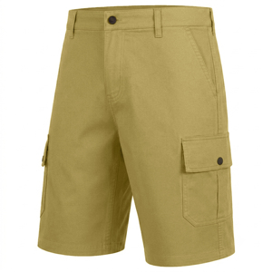 Shorts cargo pour homme en toile 100% coton, style urbain, à braguette zippée, couleur unie, taille mi-haute, multi-poches, 220 grammes, teint en fil, fabriqué aux États-Unis - Product Image 1