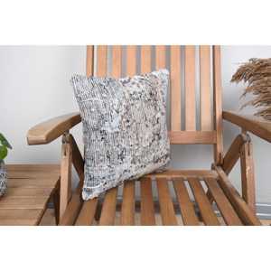 Silver 14x14 Inch Wool Kantha Patchwork <b>Pillow</b> Embroidered Vintage Woven Bohemian Rustic Comfort Decorative Cushion for Floor - Product Image 2