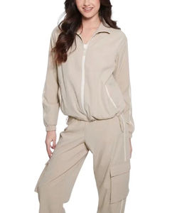 Conjunto Cortavientos Elegante para Mujer, Servicio OEM, Transpirable, con Decoración de Patrón Sólido, Ropa Casual, Chándales Cortavientos - Product Image 4