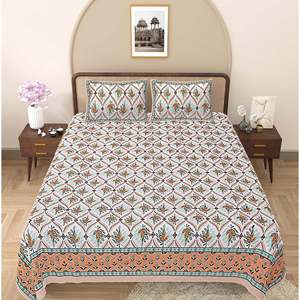 Drap de lit double king size imprimé floral marron avec 2 taies d'oreiller, ensemble de 3/4/6 pièces, drap plat avec rembourrage en coton - Product Image 2