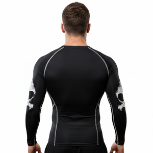 เสื้อรัดรูปผู้ชายระบายอากาศได้ดีสำหรับ BJJ แขนยาว ผลิตจากผ้าสแปนเด็กซ์/โพลีเอสเตอร์ 160 กรัม ขายตรงจากโรงงาน รับสกรีนโลโก้ - Product Image 4