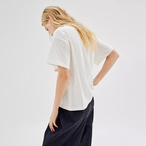 Camiseta de lujo de gran tamaño para mujer, ropa de calle 100% de algodón con hombros caídos, Top de moda holgado, camisetas en blanco Premium con logotipo personalizado - Product Image 2