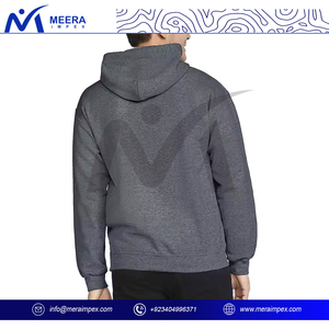 Wholesale Custom Blank Design Pullover Hoodies for <b>Men</b> High Quality 100% Cotton Fleece Fabric Solid <b>Grey</b> Color Breathable <b>Hoodie</b> - Product Image 4