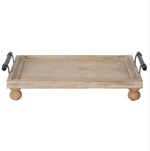 ถาดถาดไม้สนสี่เหลี่ยม12 "x 16" พร้อมที่จับและขาโลหะสำหรับเสิร์ฟและตกแต่ง - Product Image 2