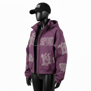 Veste Softshell pour femmes de haute qualité, polyester doux, élasthanne, design à panneaux violets, logo personnalisé, veste Softshell pour femmes - Product Image 4