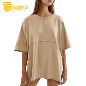 เสื้อยืดผ้าฝ้ายสำหรับ100% ของผู้หญิงเสื้อยืดโอเวอร์ไซส์ผ้าหนาพิมพ์โลโก้ได้ตามต้องการ - Product Image 1