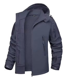 Respirant chaud en hiver veste matelassée pour hommes en plein air avec capuche à logo avant en toile à col montant - Product Image 4
