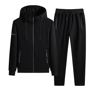Alta calidad en blanco logotipo personalizado Jogging hombres sudaderas con capucha conjunto de chándal de algodón - Product Image 2