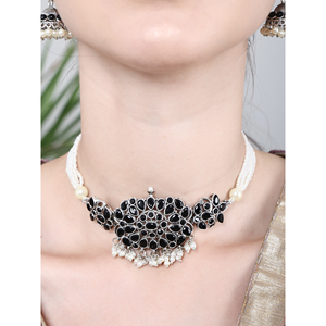 <b>Black</b> Oxidised Pearl <b>Choker</b> for Wedding Occasions - Product Image 4