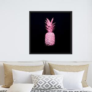 Modern Pink Pineapple Canvas Art Print - Elegant Wall Decor,Black <b>Framed</b> - Product Image 1
