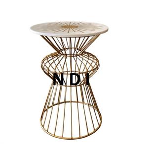 Calidad sostenible para oficina, escuelas, decoración, muebles, alambre de hierro, mesa de centro de Metal, acabado chapado en oro con tapa de mármol - Product Image 1