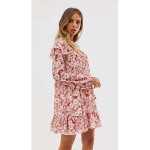 Abito Mini in Chiffon Rosso da Donna Free People, Modello These Dreams a Maniche Lunghe, Taglia Media - Product Image 1
