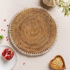 Set de table en rotin coquillage, nouveau design, fabriqué au Vietnam. Options OEM/ODM, prix d'usine, choix populaire de vaisselle. - Product Image 2