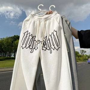 2025 nueva moda callejera pantalones blancos de lujo Waffle Knit espuma Jogging Pantalones deportivos rectos Waffle pantalones casuales al aire libre hombres - Product Image 1