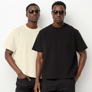 Fabricante 240GSM algodón Streetwear camiseta impresión personalizada Boxy Fit recortada camisetas para hombres peso pesado camiseta en blanco para hombres - Product Image 1