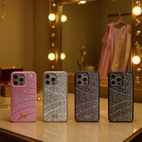 Étui de téléphone portable de luxe en TPU+PC antichoc avec diamants en relief et paillettes, sans support, pour 15 Pro Max