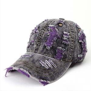 Gorra de Béisbol Vintage de Mezclilla Lavada y Desgastada, Colorida, Unisex, con Bloques de Color, Estilo Desgastado, Protección Solar - Product Image 3