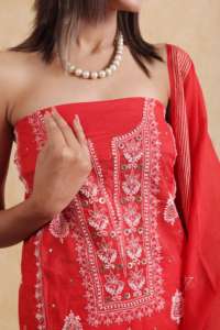 ชุดสูทผ้ายีนส์นุ่มยาวถึงเข่าชุดเดรสกึ่งเย็บลำลองทำด้วยมือ lucknowi Chikan mukesh ปักลายพื้น - Product Image 2