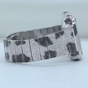 Square Analog Dial With Full <b>Calendar</b> Fully Automatic Swiss ETA Movement Party Wear Zebra Design High Quality Moissanite Watch - Product Image 2