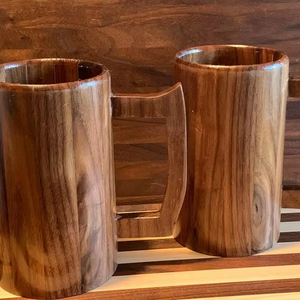 แก้วมักใส่เบียร์ไม้แบบทำมือแก้วมักแบบพกพากลางแจ้งสไตล์คลาสสิก - Product Image 1