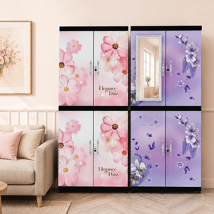 Armario de Plástico Minimalista Portátil Naiba, Armario de Almacenamiento Independiente con 4 Estantes, Puertas de Panel Plano, Muebles Ecológicos para el Hogar - Product Image 4