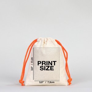 Pochette en tissu avec poignée orange, impression sérigraphique personnalisable, 4 L x 5 H (10 cm x 13 cm), pour emballage de bijoux, promotion de cadeaux - Product Image 2